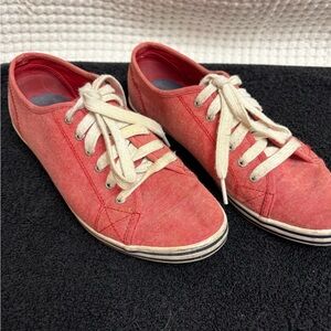 Nautica Red Canvas Sneakers with Cream Laces